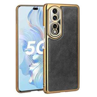 For Honor 80 Pro Electroplated Leather Texture PU + PC Phone Case(Black)