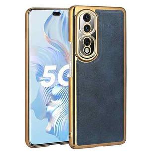 For Honor 80 Pro Electroplated Leather Texture PU + PC Phone Case(Blue)