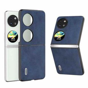 For Huawei P60 Pocket ABEEL Black Edge Two-color Calf Texture PU Phone Case(Blue)