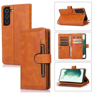 For Samsung Galaxy S22 5G Wristband Card Slot Leather Phone Case(Brown)