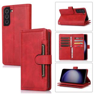 For Samsung Galaxy S23 5G Wristband Card Slot Leather Phone Case(Red)