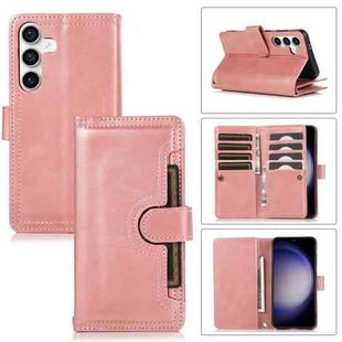 For Samsung Galaxy S24 5G Wristband Card Slot Leather Phone Case(Rose Gold)