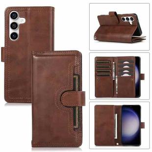 For Samsung Galaxy S24+ 5G Wristband Card Slot Leather Phone Case(Coffee)