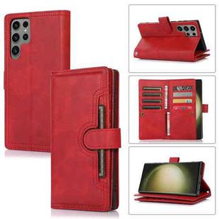 For Samsung Galaxy S24 Ultra 5G Wristband Card Slot Leather Phone Case(Red)