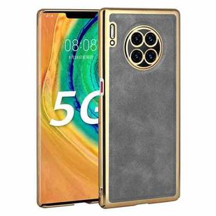 For Huawei Mate 30 Pro Electroplated Leather Texture PU + PC Phone Case(Grey)