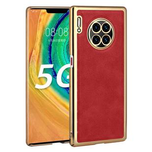 For Huawei Mate 30 Pro Electroplated Leather Texture PU + PC Phone Case(Red)