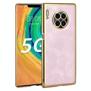 For Huawei Mate 30 Pro Electroplated Leather Texture PU + PC Phone Case(Pink)