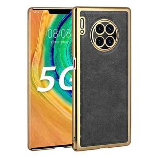 For Huawei Mate 30 Pro Electroplated Leather Texture PU + PC Phone Case(Black)