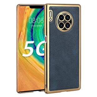 For Huawei Mate 30 Pro Electroplated Leather Texture PU + PC Phone Case(Blue)