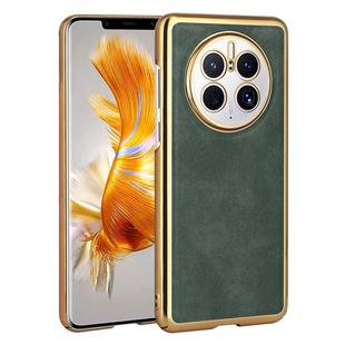 For Huawei Mate 50 Pro Electroplated Leather Texture PU + PC Phone Case(Green)