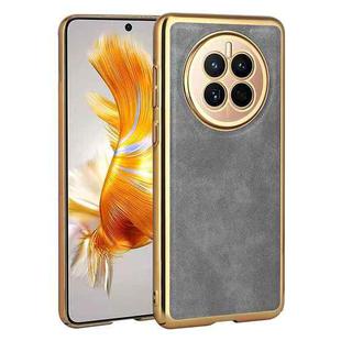 For For Huawei Mate 50 Electroplated Leather Texture PU + PC Phone Case(Grey)