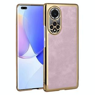 For Huawei nova 9 Pro Electroplated Leather Texture PU + PC Phone Case(Pink)