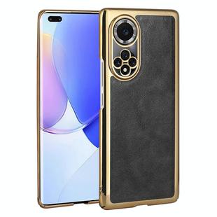 For Huawei nova 9 Pro Electroplated Leather Texture PU + PC Phone Case(Black)