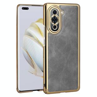For Huawei nova 10 Pro Electroplated Leather Texture PU + PC Phone Case(Grey)