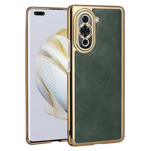 For Huawei nova 10 Pro Electroplated Leather Texture PU + PC Phone Case(Green)