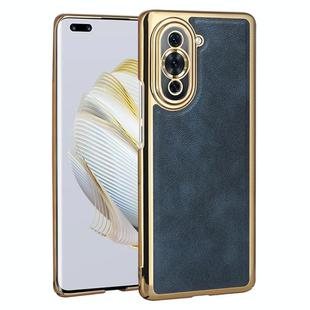 For Huawei nova 10 Pro Electroplated Leather Texture PU + PC Phone Case(Blue)
