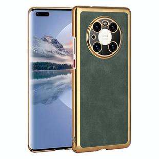 For Huawei Mate 40 Pro Electroplated Leather Texture PU + PC Phone Case(Green)