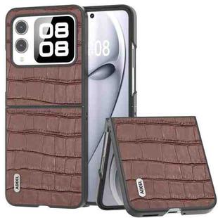 For Huawei nova Flip ABEEL Crocodile Texture Genuine Leather Phone Case(Brown)