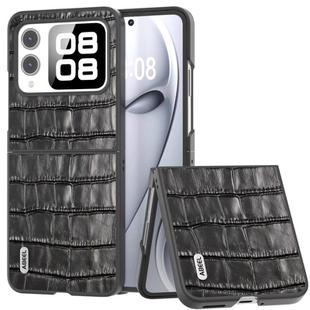 For Huawei nova Flip ABEEL Crocodile Texture Genuine Leather Phone Case(Black)