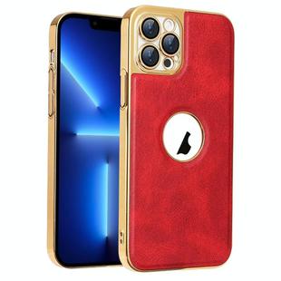 For iPhone 13 Pro Electroplated Leather Texture PU + PC Phone Case(Red)