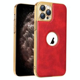 For iPhone 11 Pro Max Electroplated Leather Texture PU + PC Phone Case(Red)