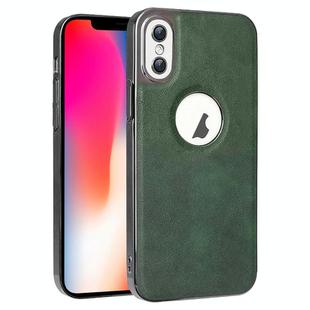 For iPhone X / XS Electroplated Leather Texture PU + PC Phone Case(Green)
