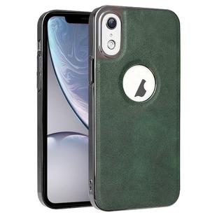 For  iPhone XR Electroplated Leather Texture PU + PC Phone Case(Green)