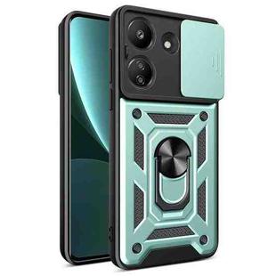 For Xiaomi Redmi 13C 4G Sliding Camera Cover Design TPU Hybrid PC Phone Case(Mint Green)