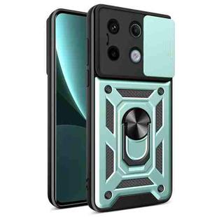 For Xiaomi Redmi Note 13 Pro 5G Sliding Camera Cover Design TPU Hybrid PC Phone Case(Mint Green)