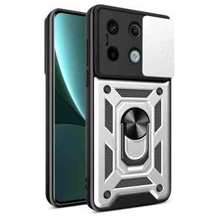 For Xiaomi Redmi Note 13 Pro 5G Sliding Camera Cover Design TPU Hybrid PC Phone Case(Silver)