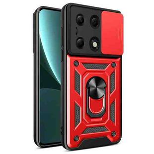 For Xiaomi Poco M6 Pro 4G Sliding Camera Cover Design TPU Hybrid PC Phone Case(Red)