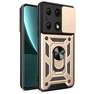 For Xiaomi Poco M6 Pro 4G Sliding Camera Cover Design TPU Hybrid PC Phone Case(Gold)