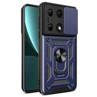 For Xiaomi Poco M6 Pro 4G Sliding Camera Cover Design TPU Hybrid PC Phone Case(Blue)