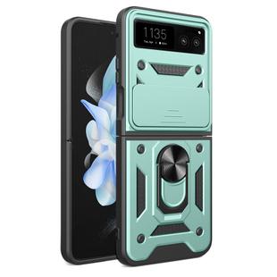 For Motorola Razr 40 Armor Ring Holder TPU Hybrid PC Phone Case(Mint Green)