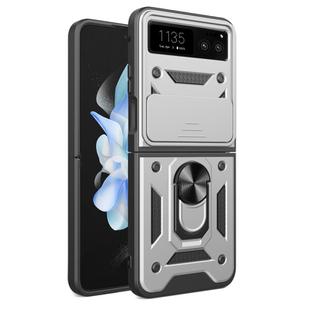 For Motorola Razr 40 Sliding Camera Cover Design TPU Hybrid PC Phone Case(Silver)