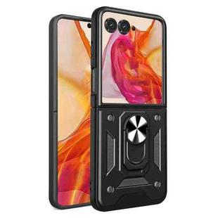 For Motorola Razr 50 Armor Ring Holder TPU Hybrid PC Phone Case(Black)