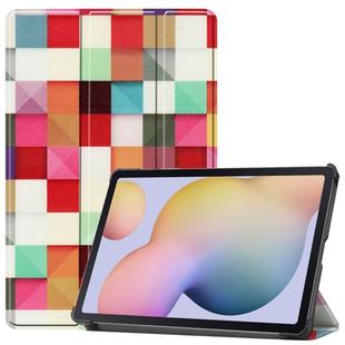 For Samsung Galaxy Tab S7 T870 Colored Drawing Pattern Horizontal Flip Leather Case with Three-folding Holder & Sleep / Wake-up Function(Cube)