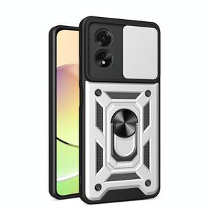 For OPPO A38 4G Global Sliding Camera Cover Design TPU Hybrid PC Phone Case(Silver)