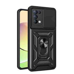 For OPPO Reno5 4G/5G Sliding Camera Cover Design TPU Hybrid PC Phone Case(Black)