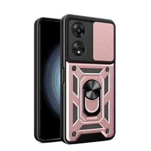 For OPPO A58 4G Global Sliding Camera Cover Design TPU Hybrid PC Phone Case(Rose Gold)