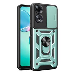 For OPPO A60 4G Sliding Camera Cover Design TPU Hybrid PC Phone Case(Mint Green)