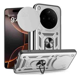 For OPPO Find X8 Pro Sliding Camera Cover Design TPU Hybrid PC Phone Case(Silver)