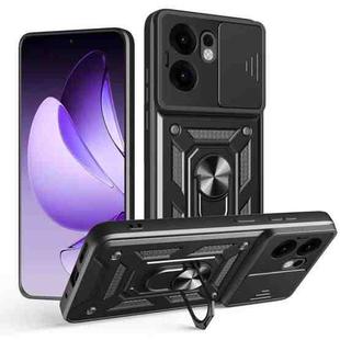 For OPPO Reno13 F 4G / 5G Sliding Camera Cover Design TPU Hybrid PC Phone Case(Black)