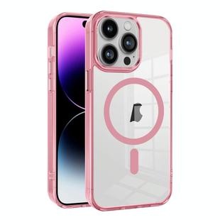 For iPhone 14 Pro Max Ice Color Magnetic Series TPU Hybrid Acrylic Magsafe Phone Case(Pink)