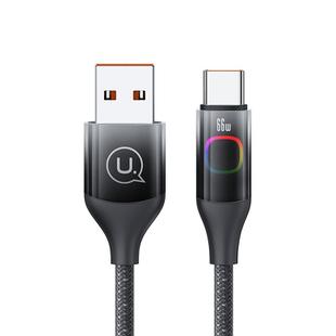 USAMS US-SJ636 1.2m USB to Type-C 6A Fast Charging Cable with Colorful Light(Gradient Black)