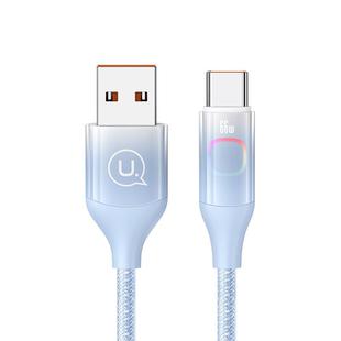 USAMS US-SJ636 1.2m USB to Type-C 6A Fast Charging Cable with Colorful Light(Gradient Blue)