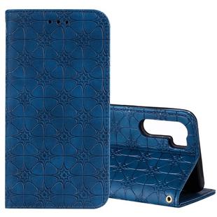 For OPPO A91 / F15 (2020) Lucky Flowers Embossing Pattern Magnetic Horizontal Flip Leather Case with Holder & Card Slots(Dark Blue)