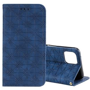For OPPO A92s Lucky Flowers Embossing Pattern Magnetic Horizontal Flip Leather Case with Holder & Card Slots(Dark Blue)