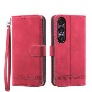 For Sony Xperia 1 VII Dierfeng Dream Line TPU + PU Leather Phone Case(Red)