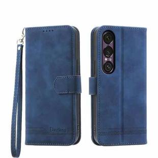 For Sony Xperia 1 VII Dierfeng Dream Line TPU + PU Leather Phone Case(Blue)